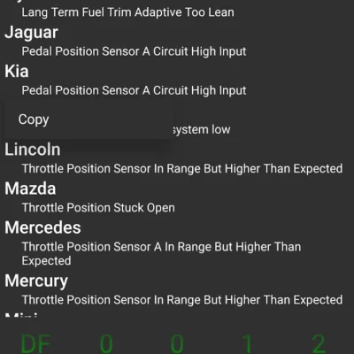 OBDII Trouble Codes