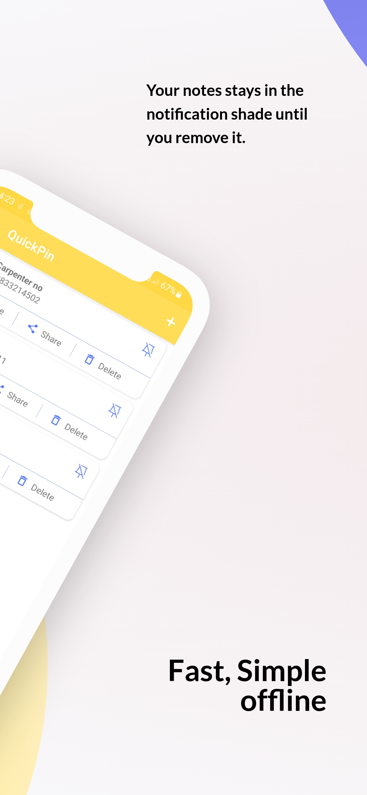QuickPin - Fast Notes Reminder Android Screenshot 2