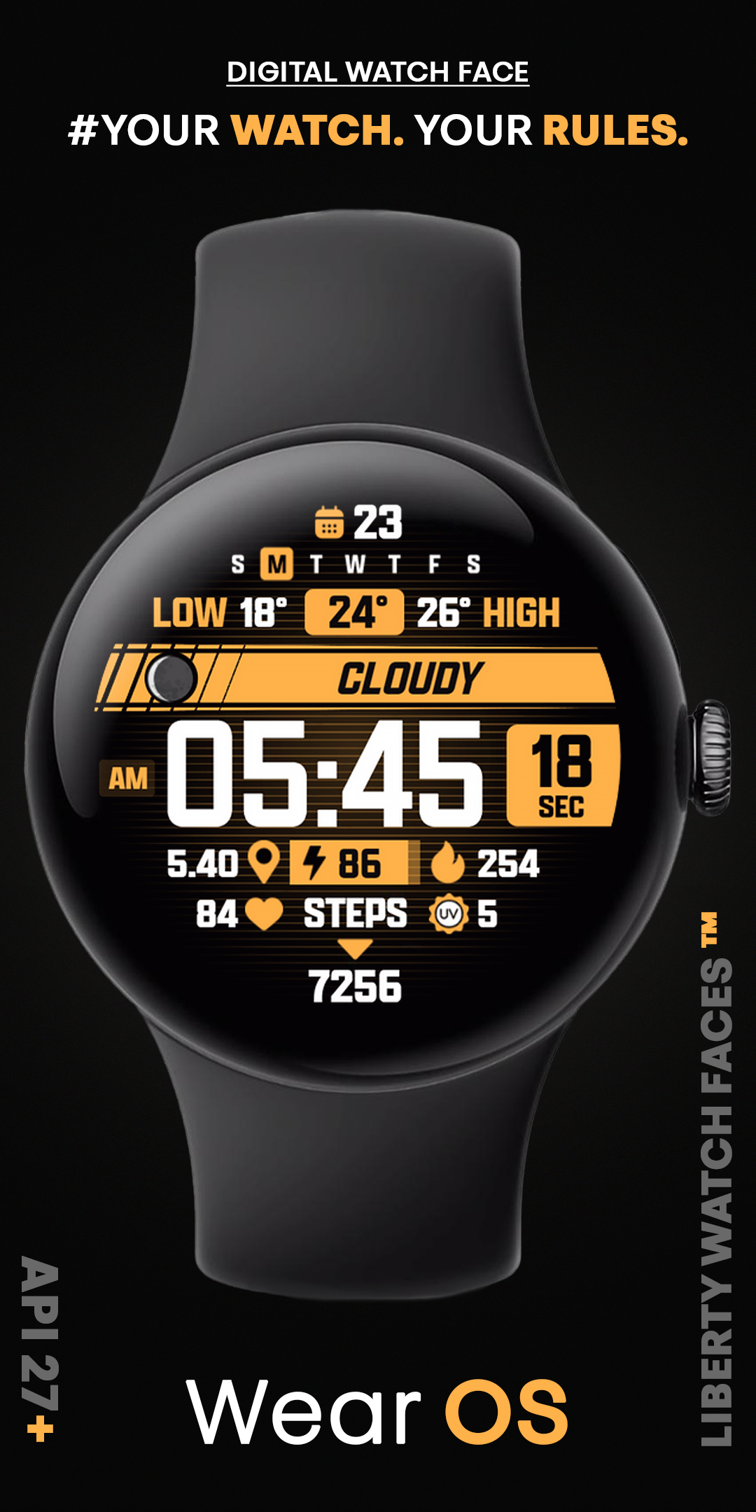 ATHLETIC Digital Watch Face Android Screenshot 3