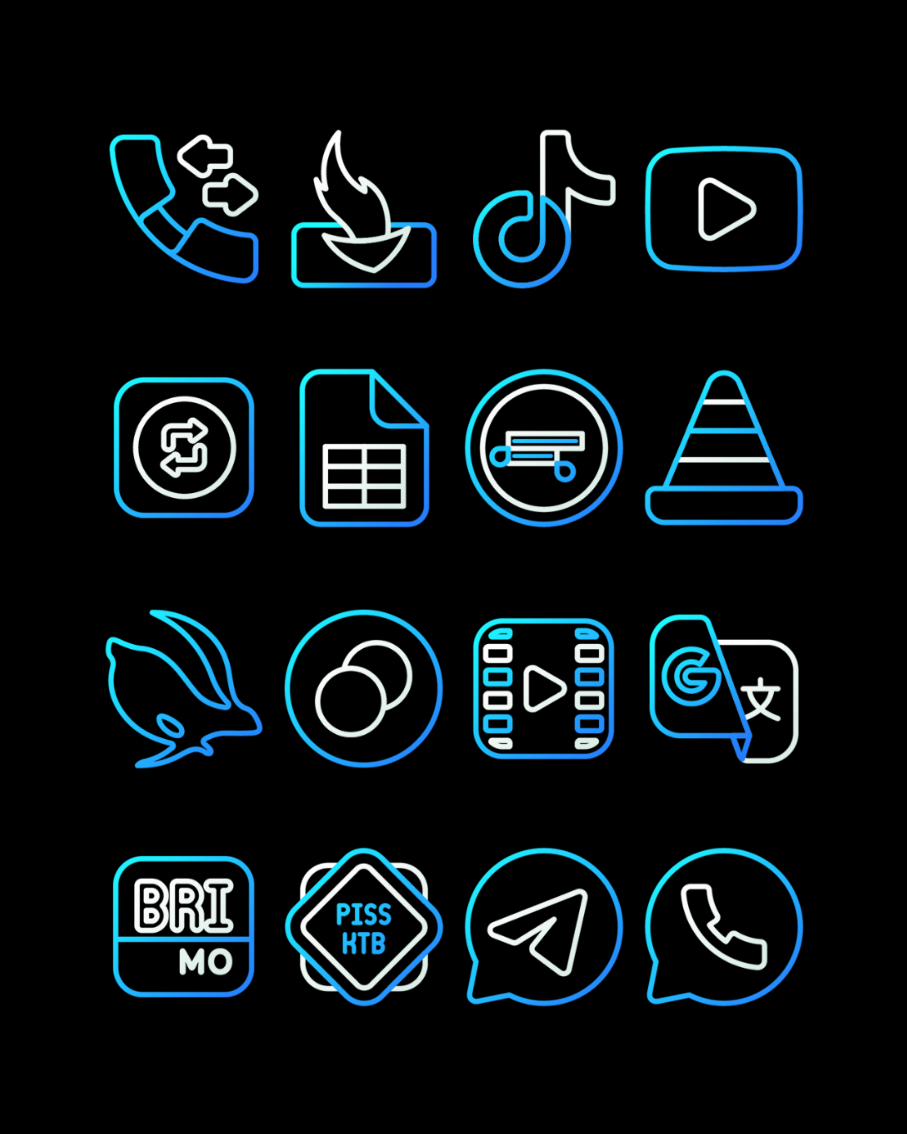 AquaLine Blue - Icon Pack Android Screenshot 2