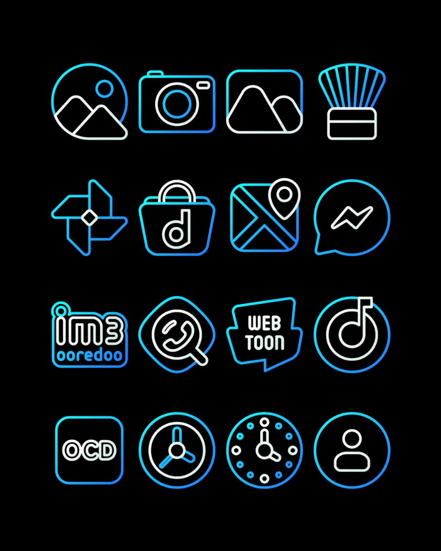 AquaLine Blue - Icon Pack Android Screenshot 4