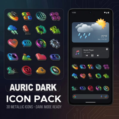 Auric Dark - 3D Icon Pack Android Screenshot 2