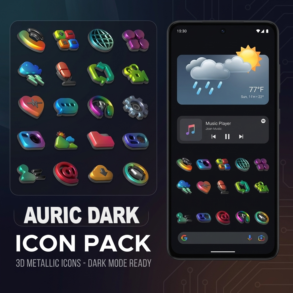 Auric Dark - 3D Icon Pack Android Screenshot 2