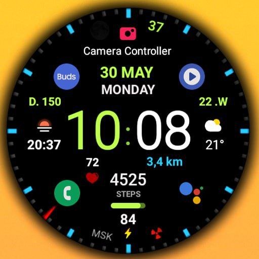 Black practical MOD Watch face Android Screenshot