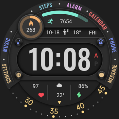 Colored Arc Text ZKin Watch Android Screenshot