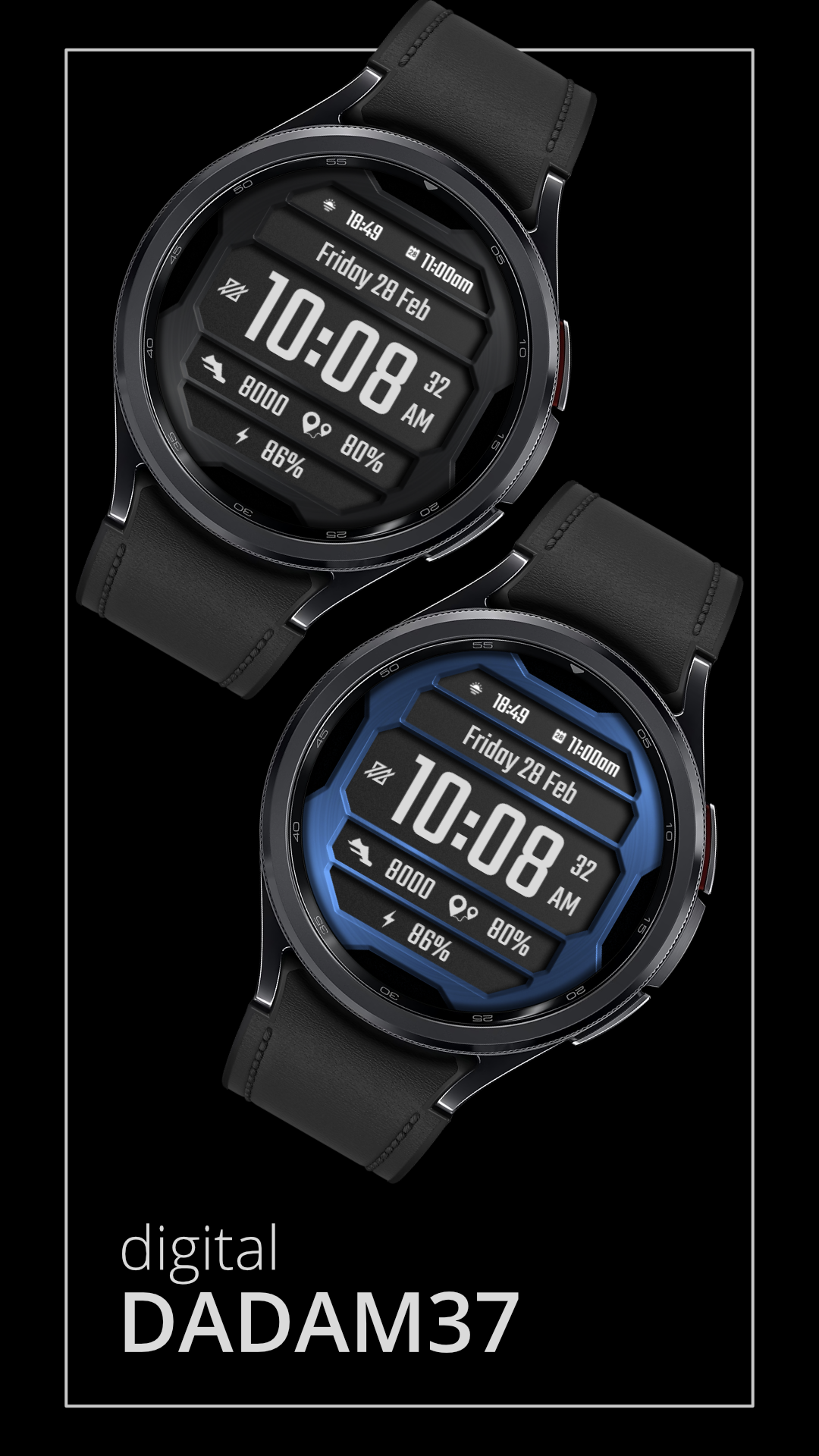 DADAM37: Modern Metal Dial Android Screenshot 2