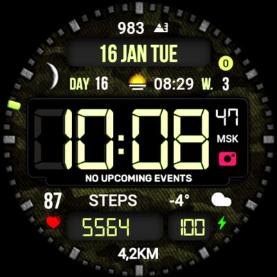 Digital Mod Black watchface Android Screenshot
