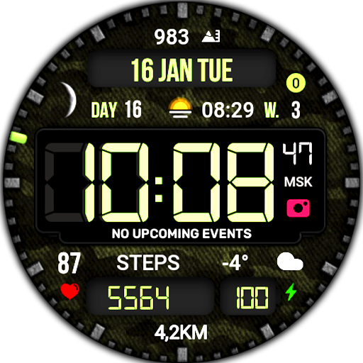 Digital Mod Black watchface Android Screenshot