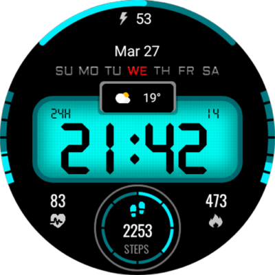 Digital sport color WatchFace Android Screenshot