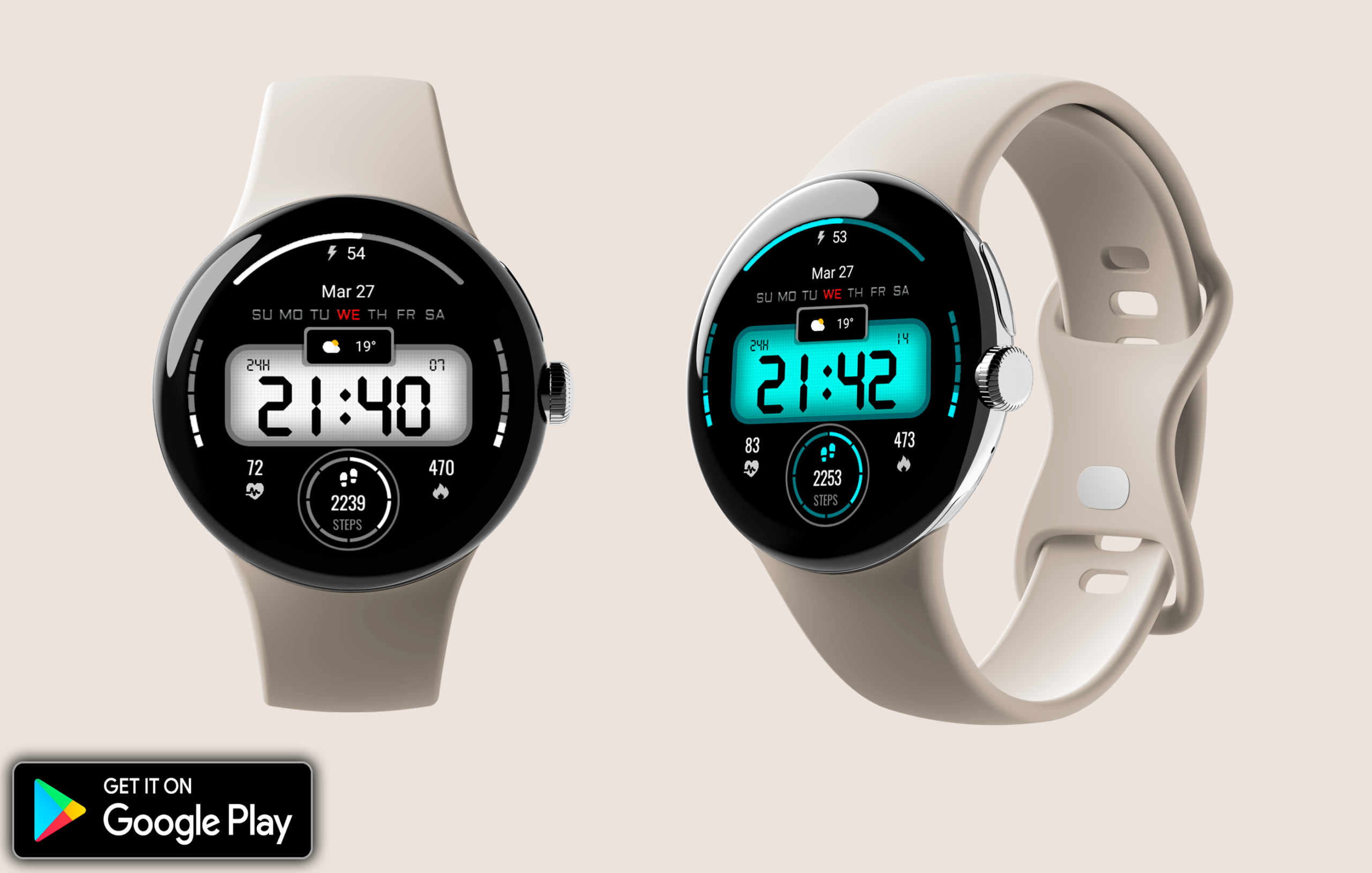 Digital sport color WatchFace Android Screenshot 2