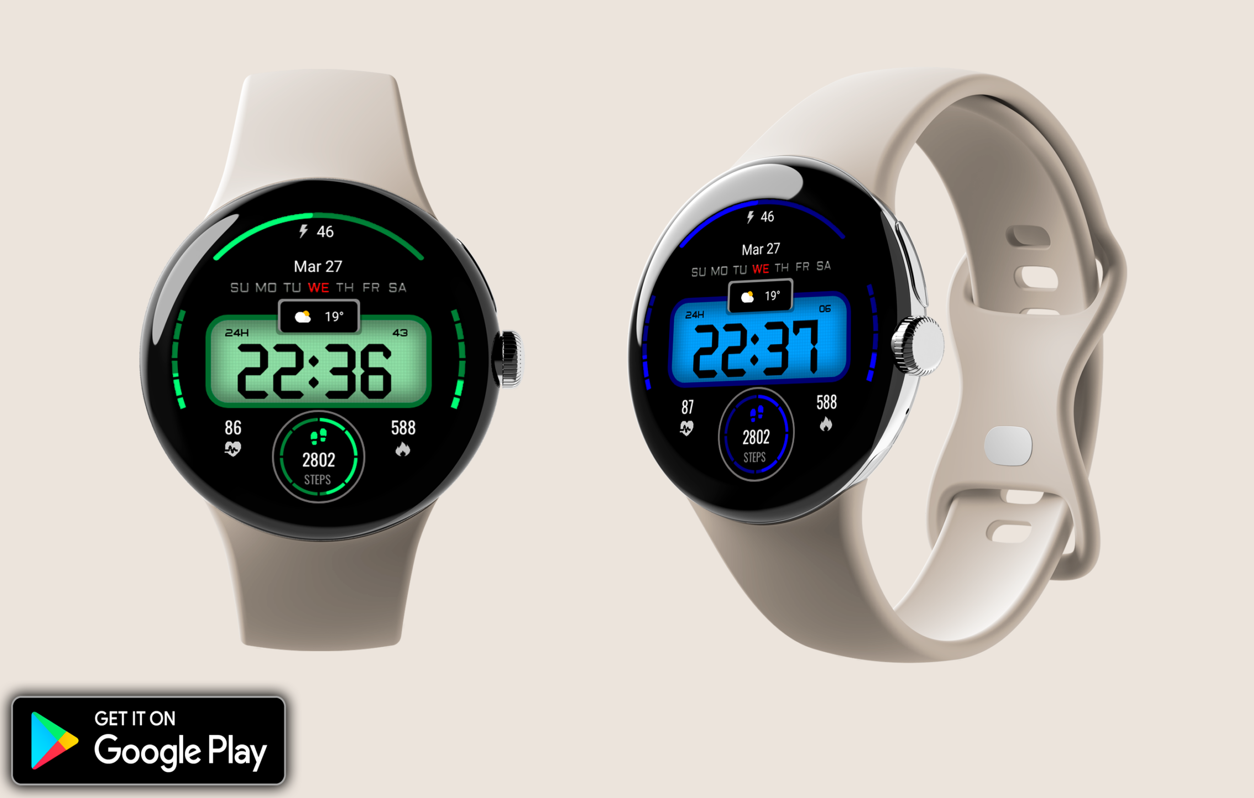 Digital sport color WatchFace Android Screenshot 4