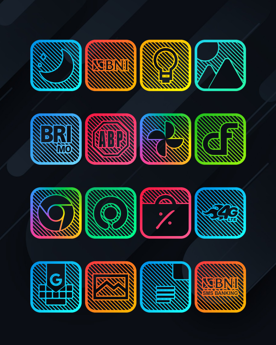 Lines Square - Neon icon Pack Android Screenshot 2