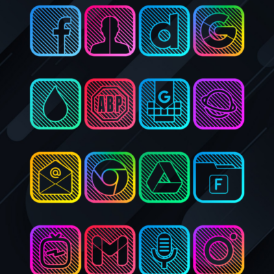 Lines Square - Neon icon Pack Android Screenshot 3