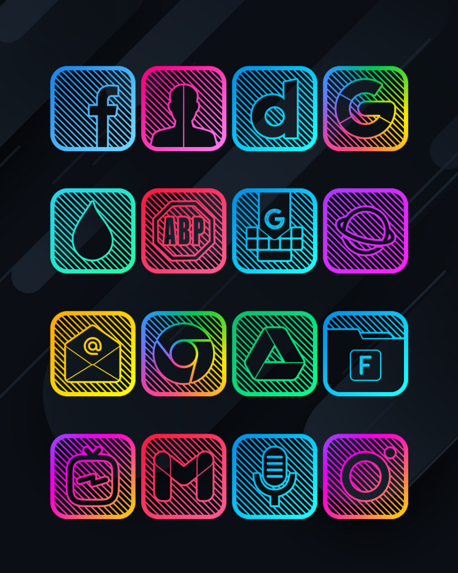Lines Square - Neon icon Pack Android Screenshot 3
