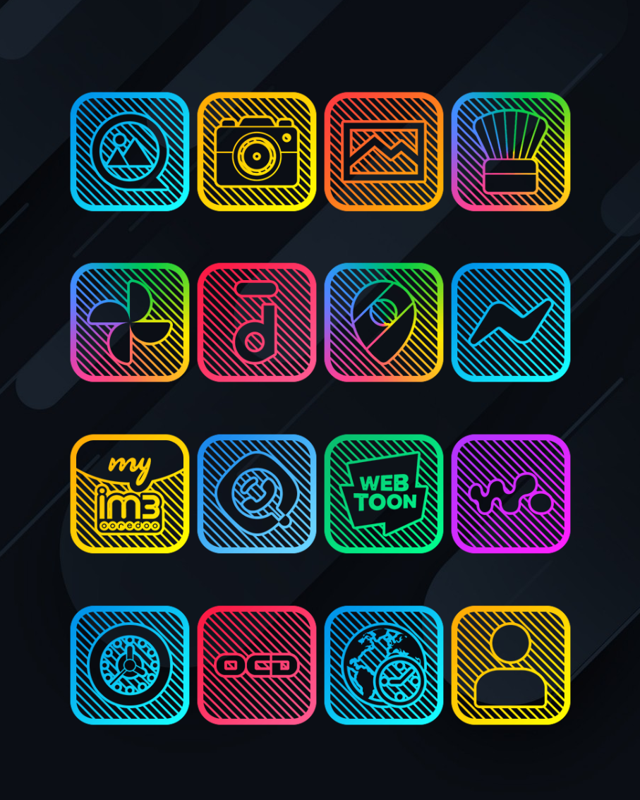 Lines Square - Neon icon Pack Android Screenshot 4