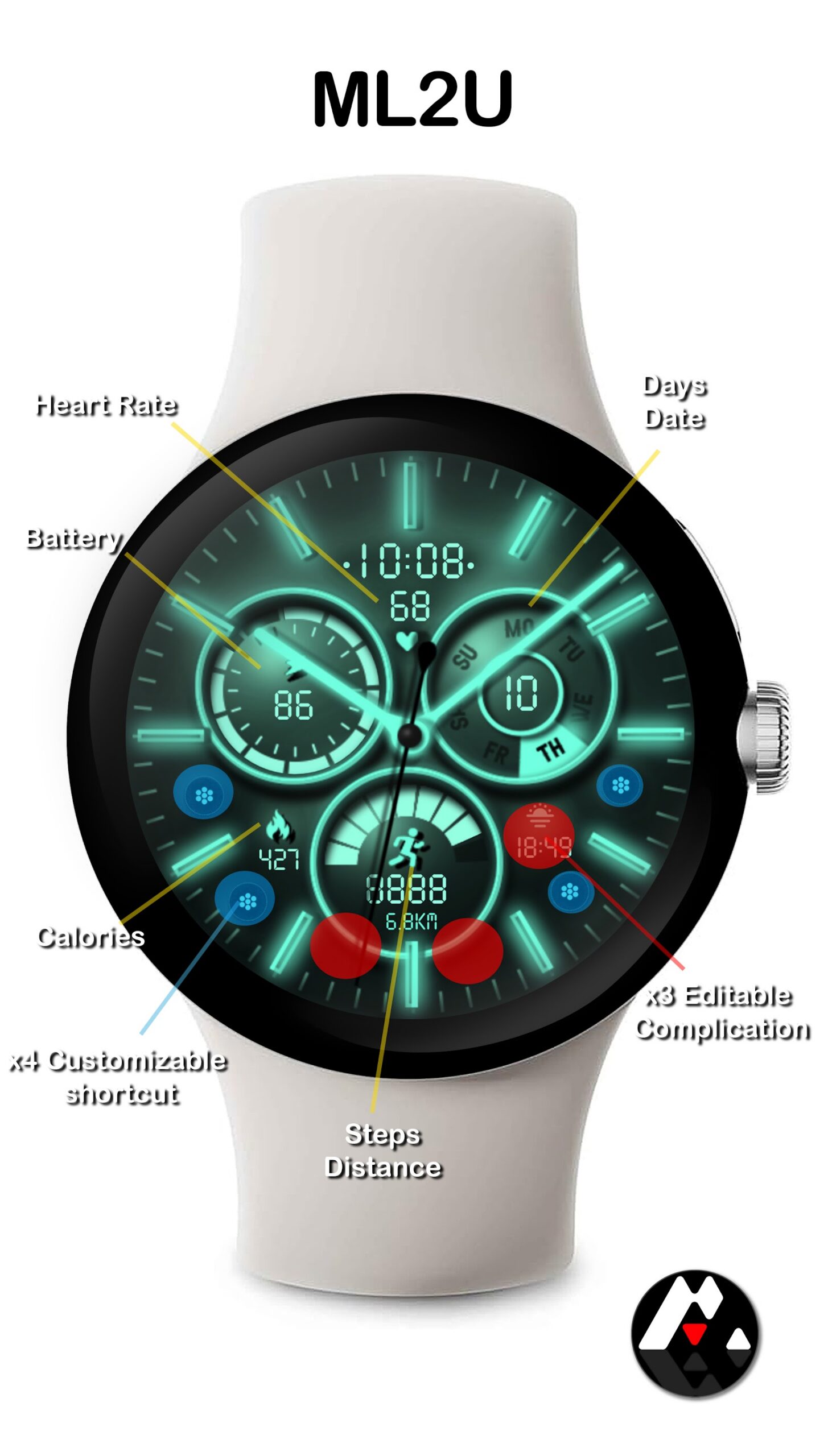ML2U 164 Watch Face Android Screenshot 3