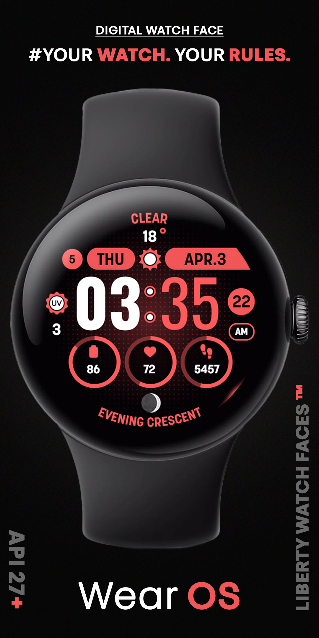 MOON KNIGHT Digital Watch Face Android Screenshot 2