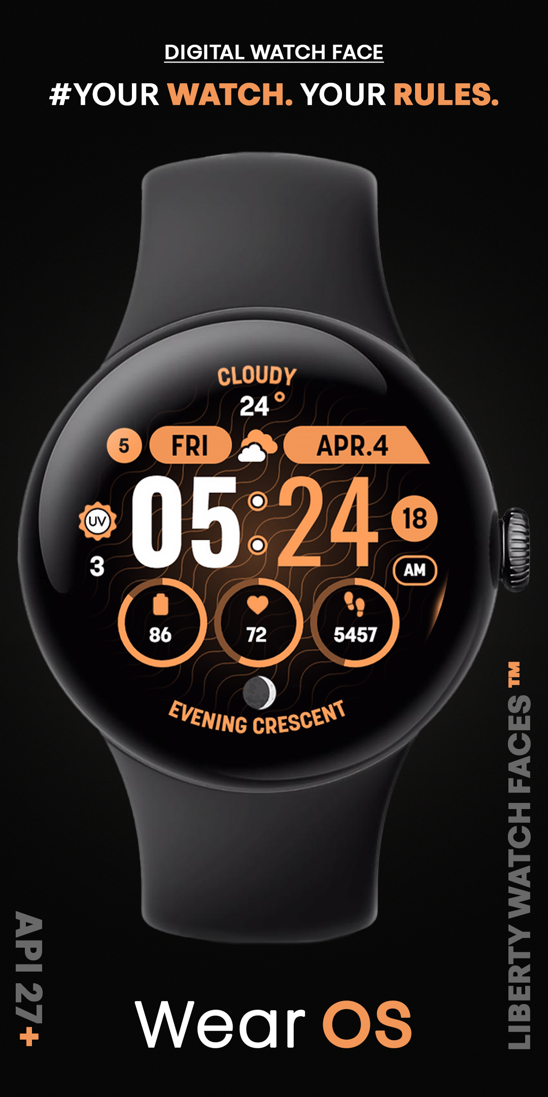 MOON KNIGHT Digital Watch Face Android Screenshot 3