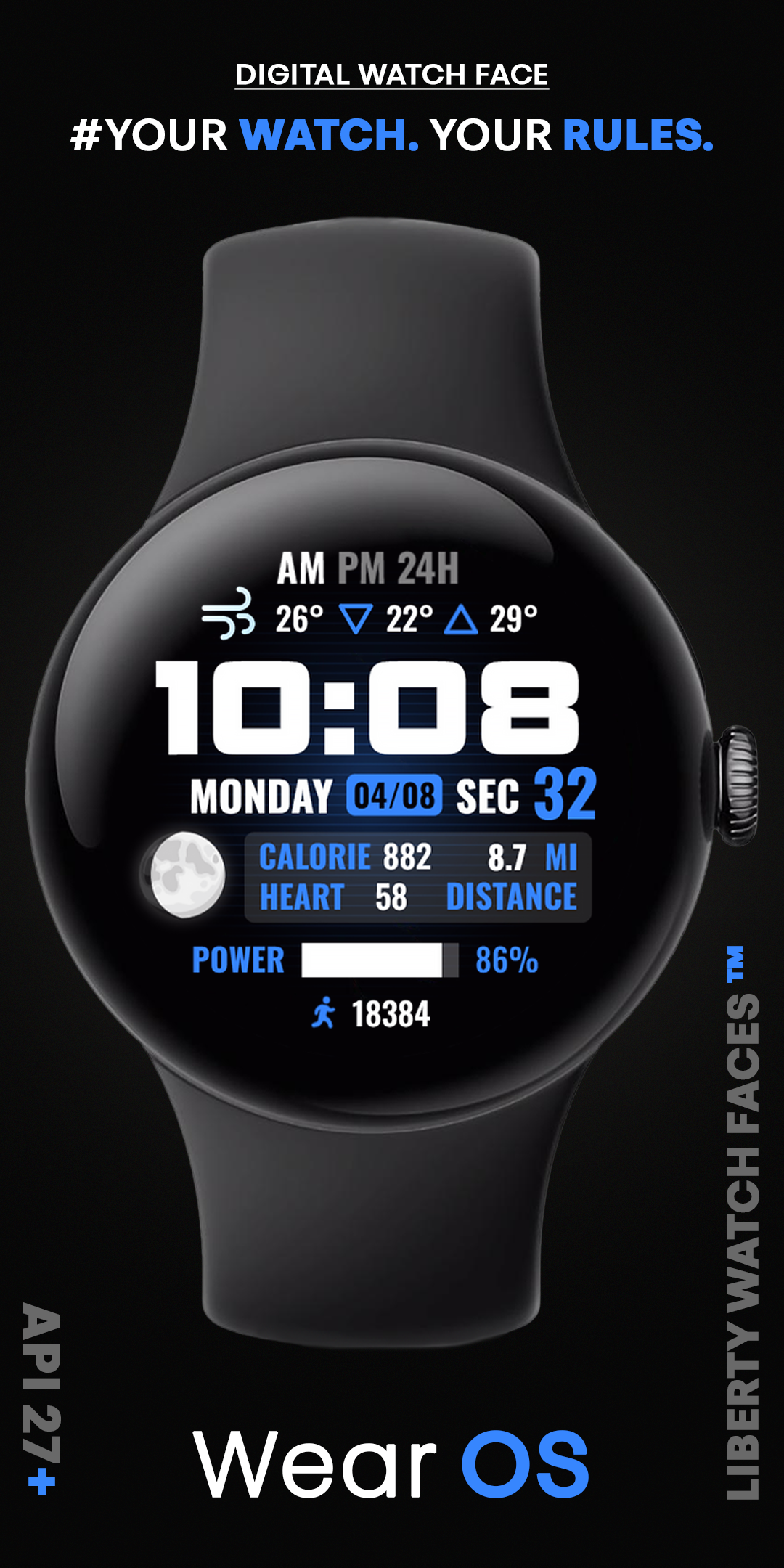 ODYSSEY Digital Watch Face Android Screenshot 2