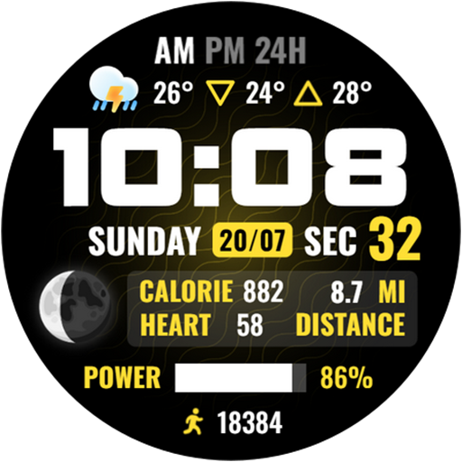 ODYSSEY Digital Watch Face Android Screenshot