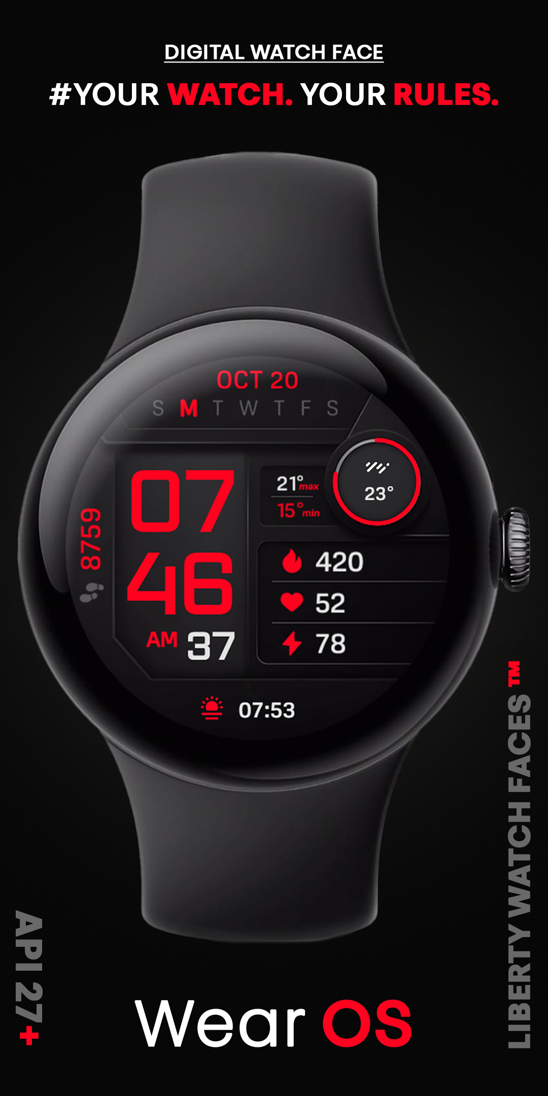 PIXEL INSTINCT 3 Watch Face Android Screenshot 3