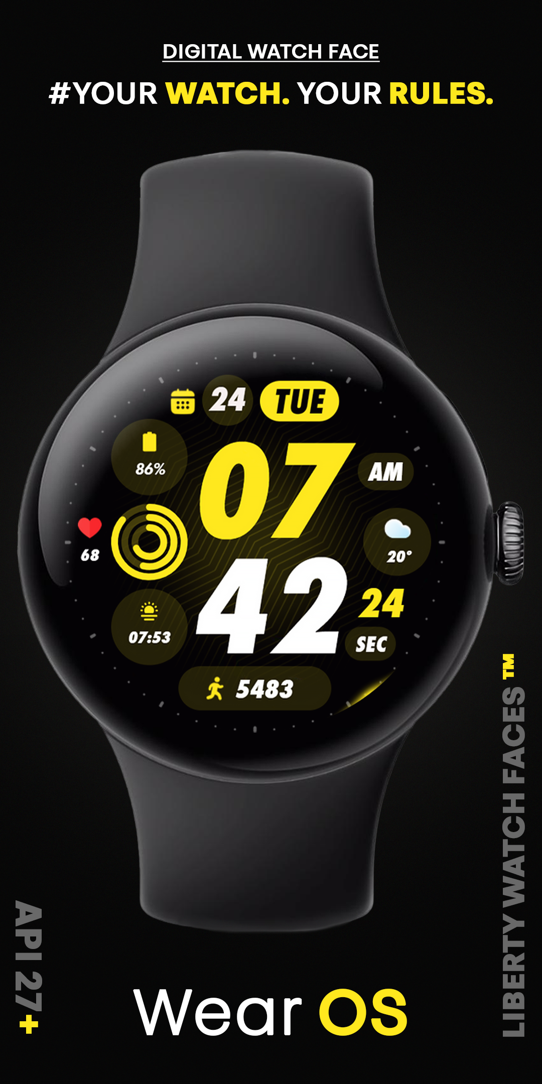 PIXEL SPORT PRO Watch Face Android Screenshot 3