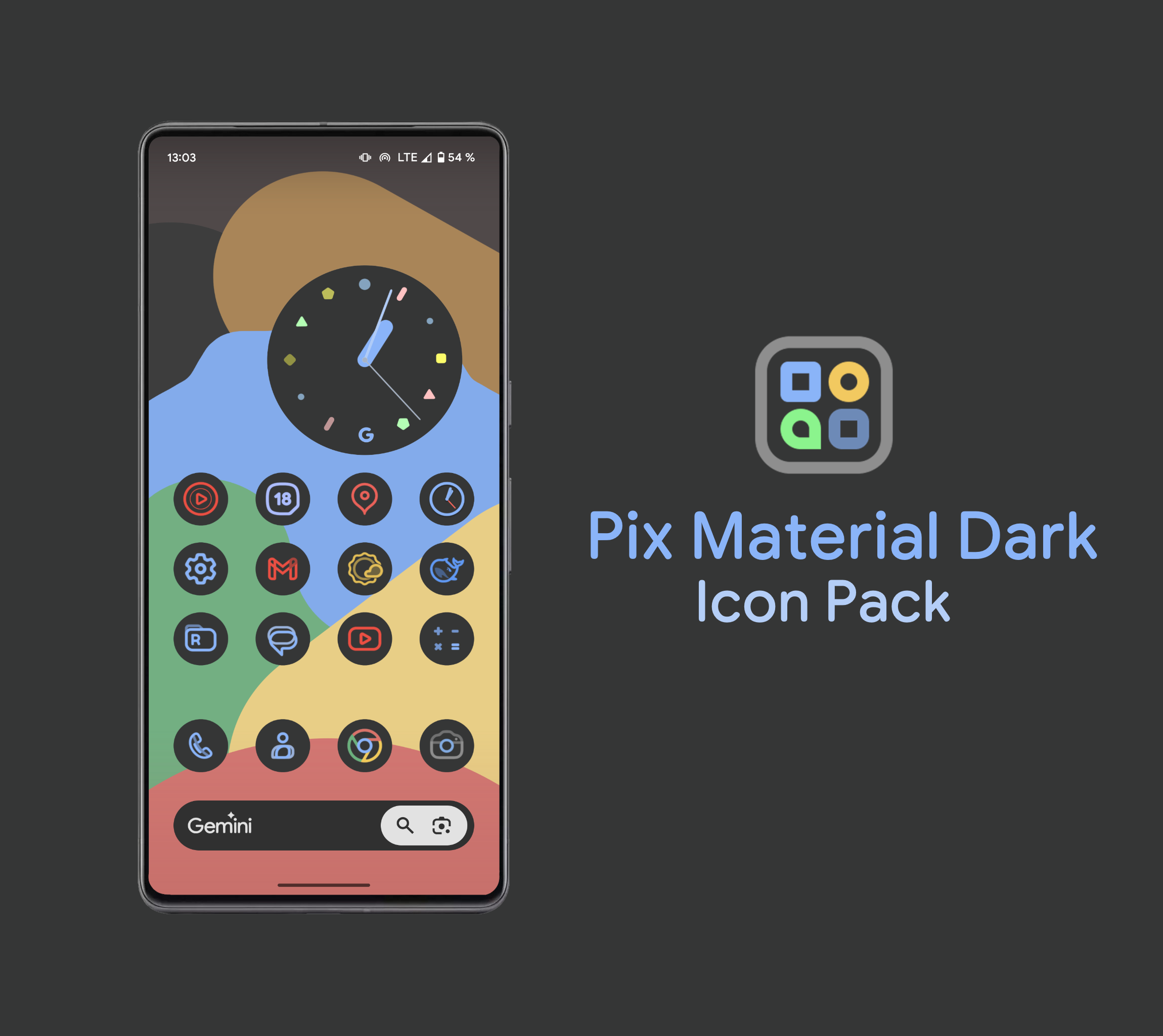 Pix Material Dark Icon Pack Android Screenshot 2