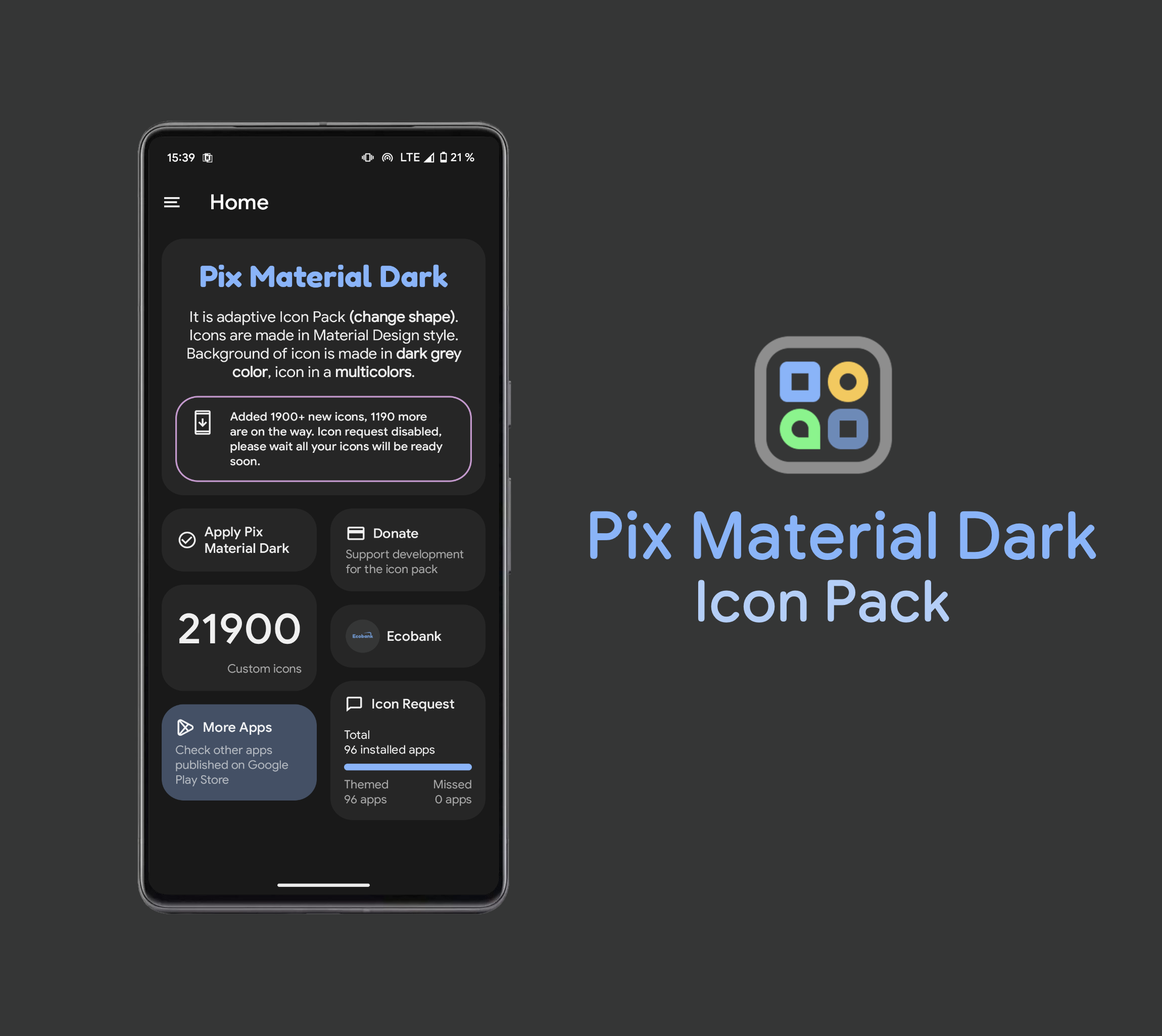 Pix Material Dark Icon Pack Android Screenshot 3