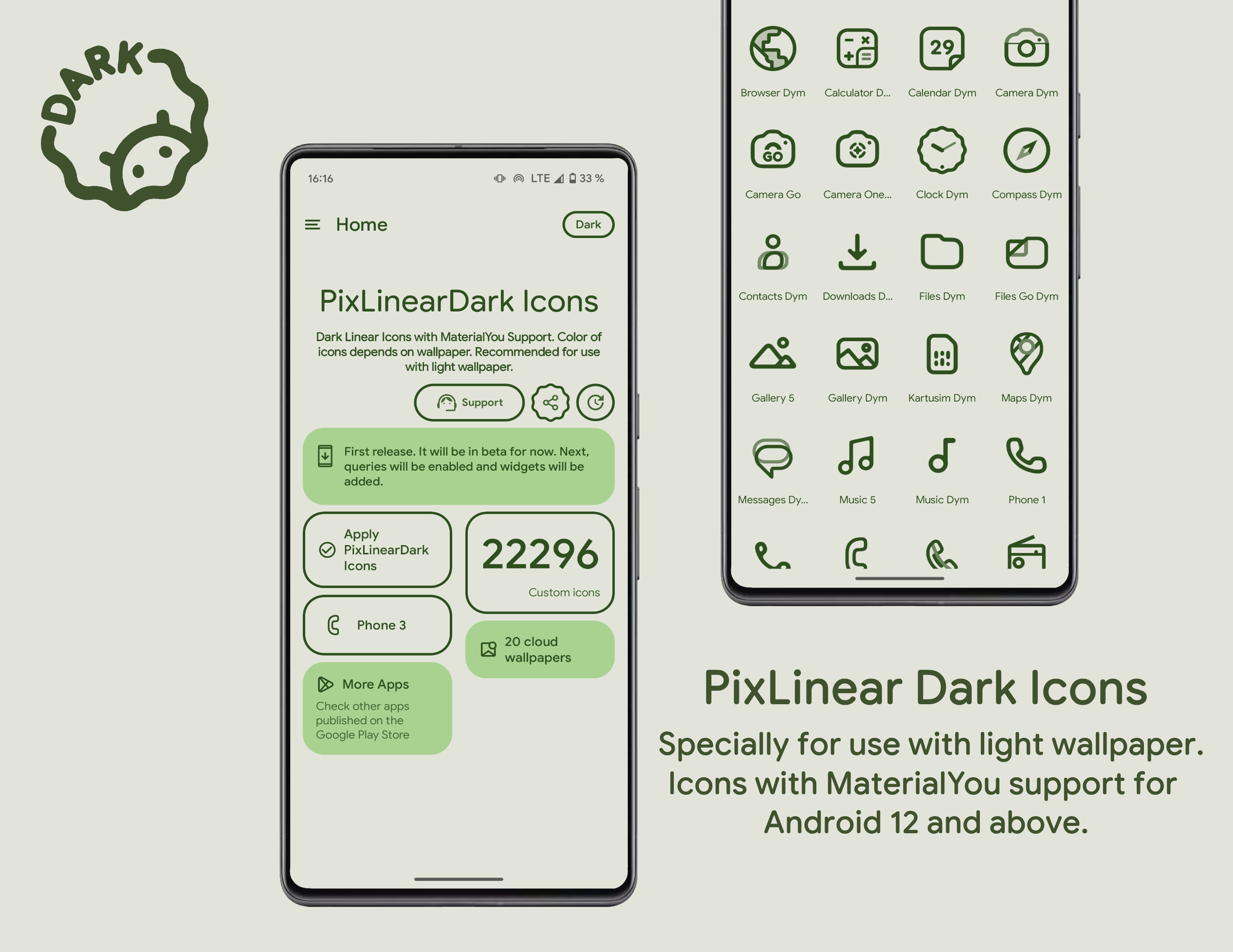 PixLinear Dark Icon Pack Android Screenshot 2