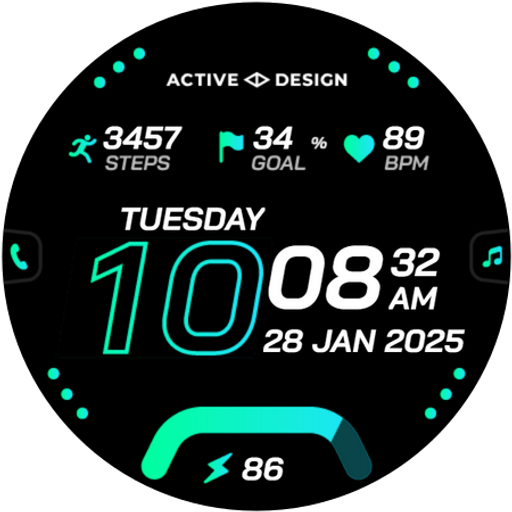 Rush: Digital Watch Face Android Screenshot