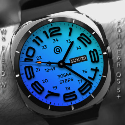 W6 Field Watch Face Wear OS 5+ Android Screenshot 3