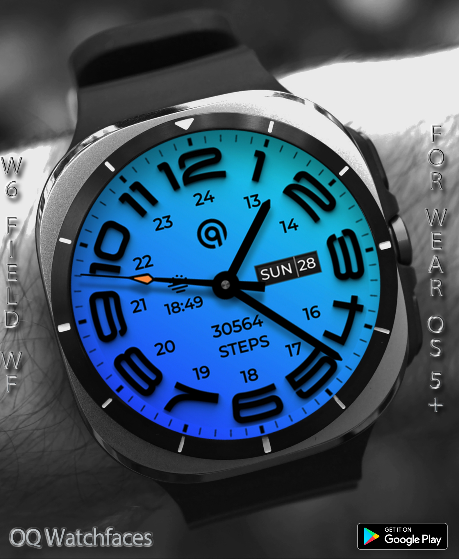 W6 Field Watch Face Wear OS 5+ Android Screenshot 3