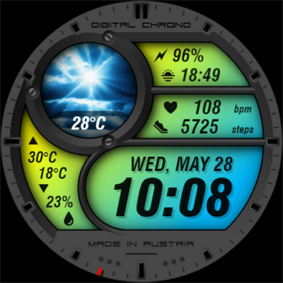 WAW012 Vibrant Weather Face Android Screenshot