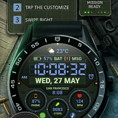 WFP 354 Tactical Watch face Android Screenshot 3