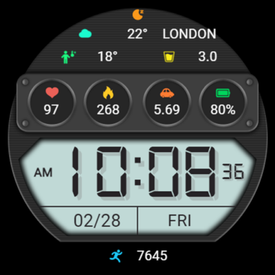 ZKin WatchFace Half Screen LCD Android Screenshot