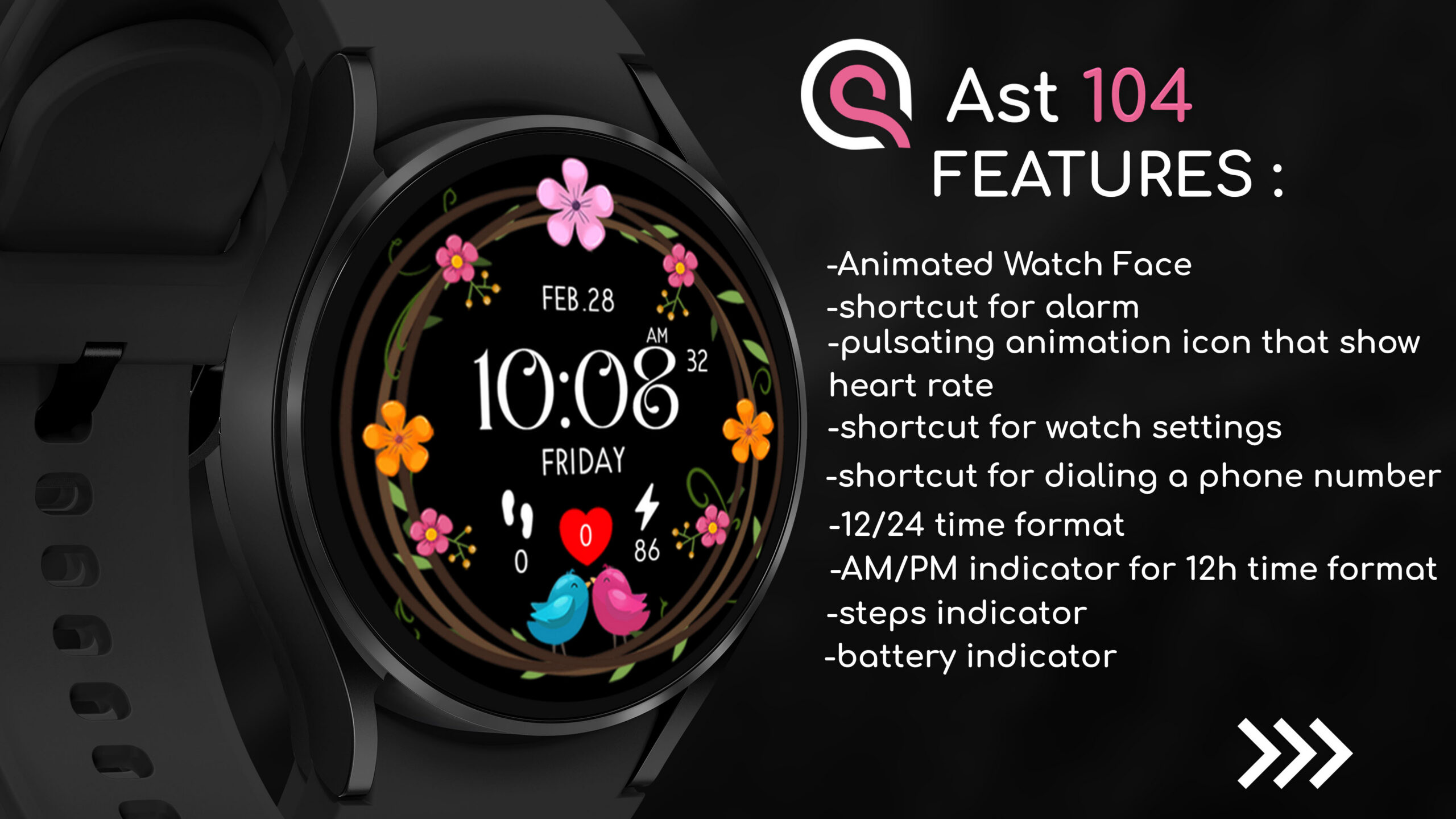 Ast104 - Animated Watch Face Android Screenshot 2