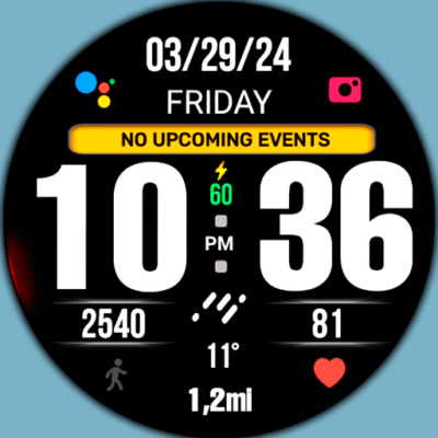 BIG 24 Digital Watchface Android Screenshot