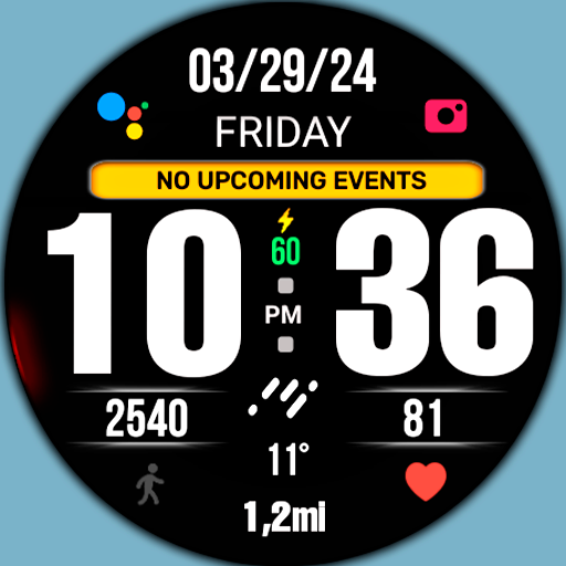 BIG 24 Digital Watchface Android Screenshot