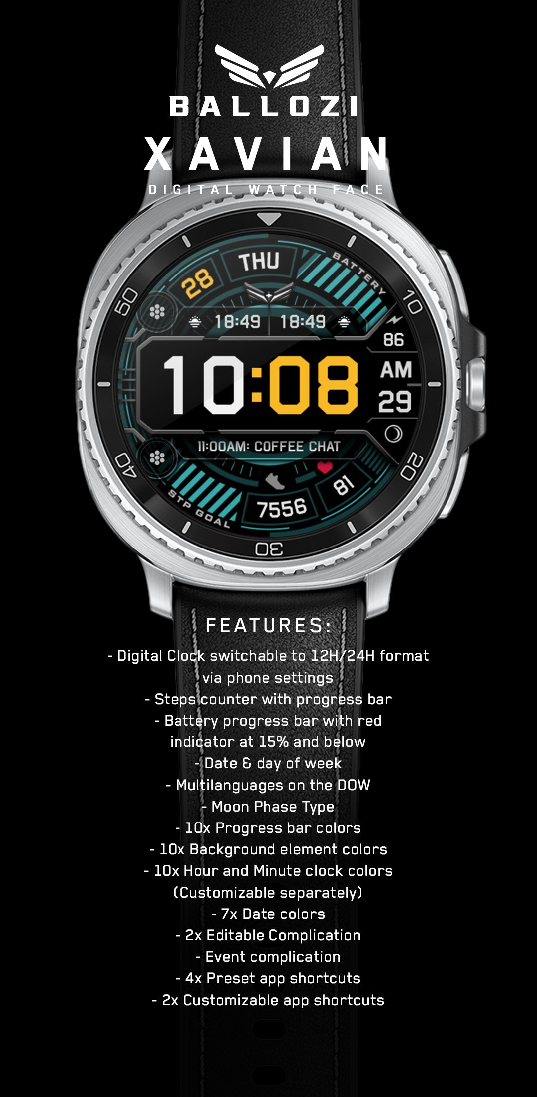 Ballozi XAVIAN - Digital Face Android Screenshot 2