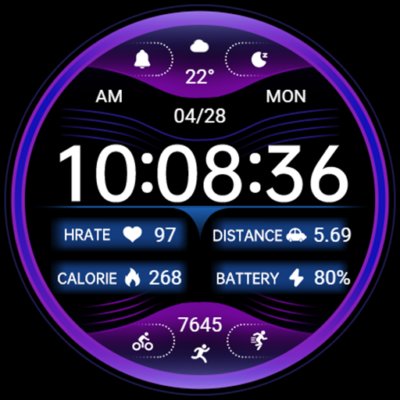 Blue Purple Light ZKin Watch Android Screenshot