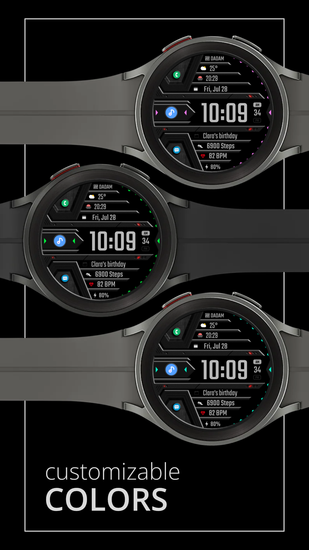 DADAM62: Smart Digi Watch Face Android Screenshot 3