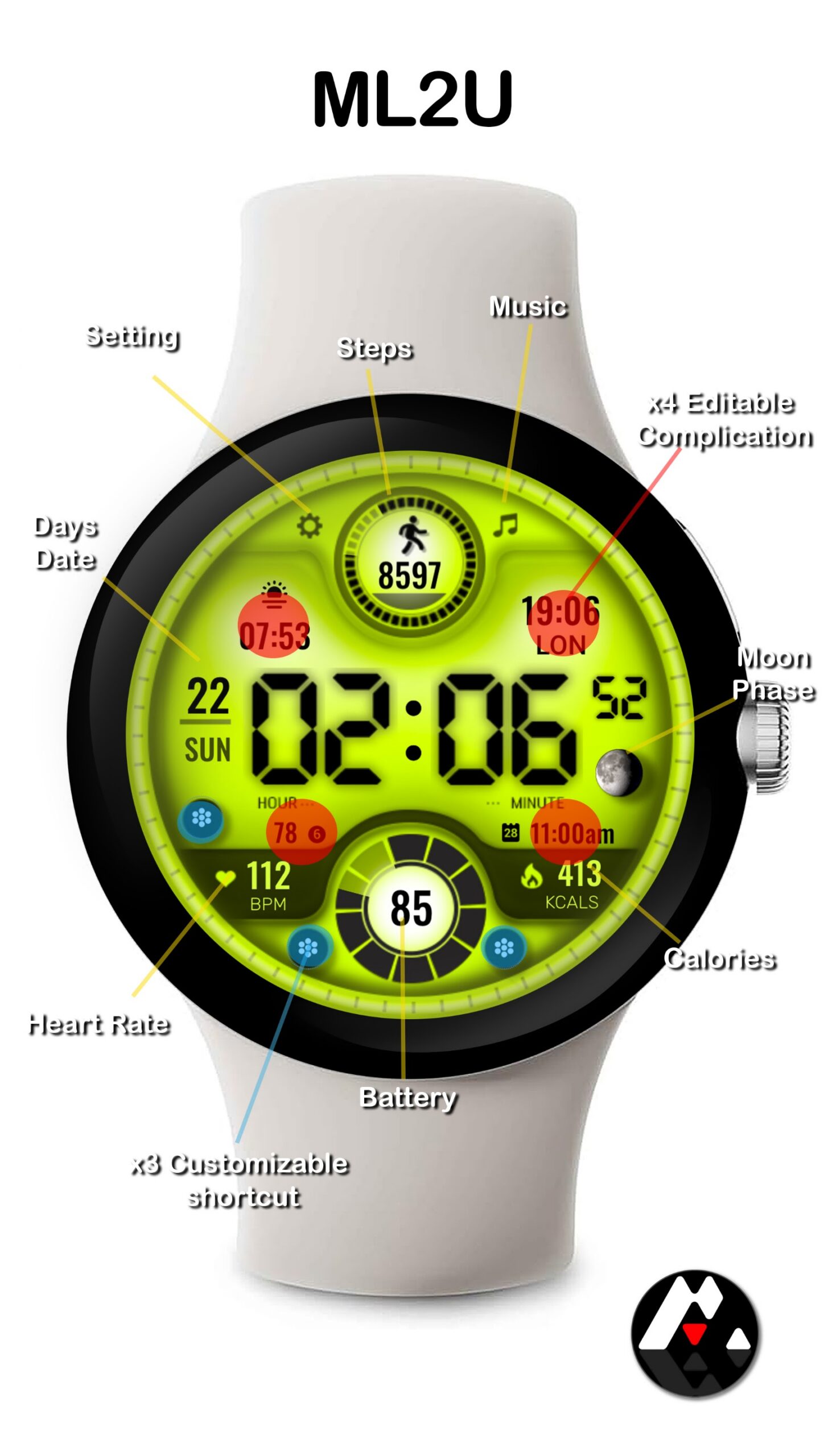 ML2U 166 Watch Face Android Screenshot 3