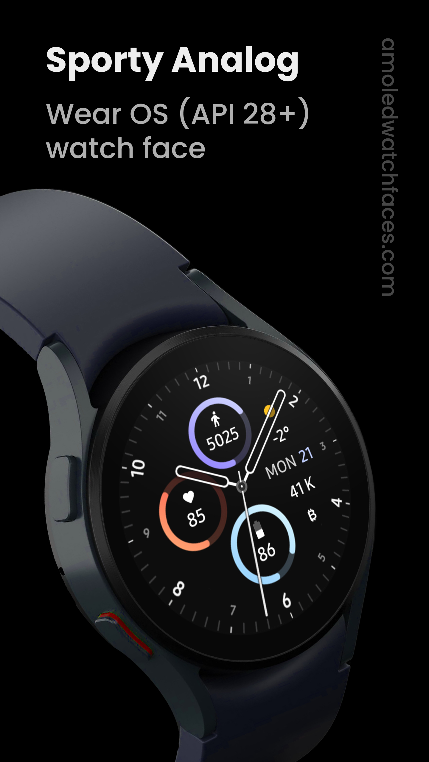 Sporty Analog Watch Face Android Screenshot 2