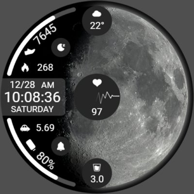 ZKin Watch Face Obsidian Moon Android Screenshot