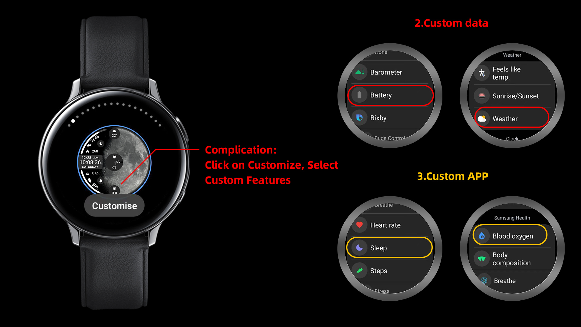 ZKin Watch Face Obsidian Moon Android Screenshot 3