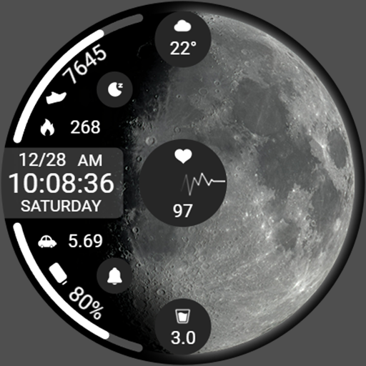 ZKin Watch Face Obsidian Moon Android Screenshot