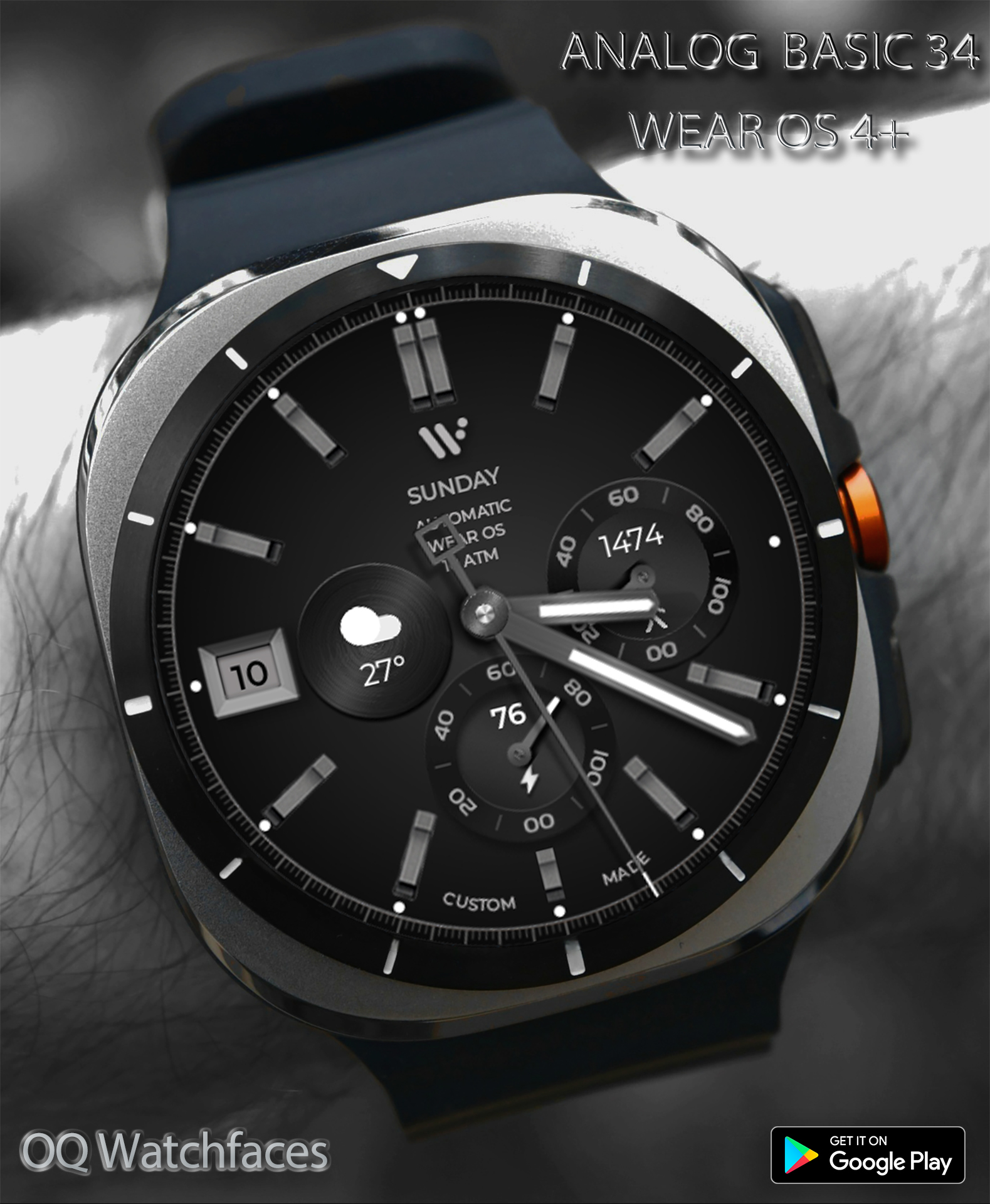 Analog Basic 34 Wear OS 4+ Android Screenshot 2