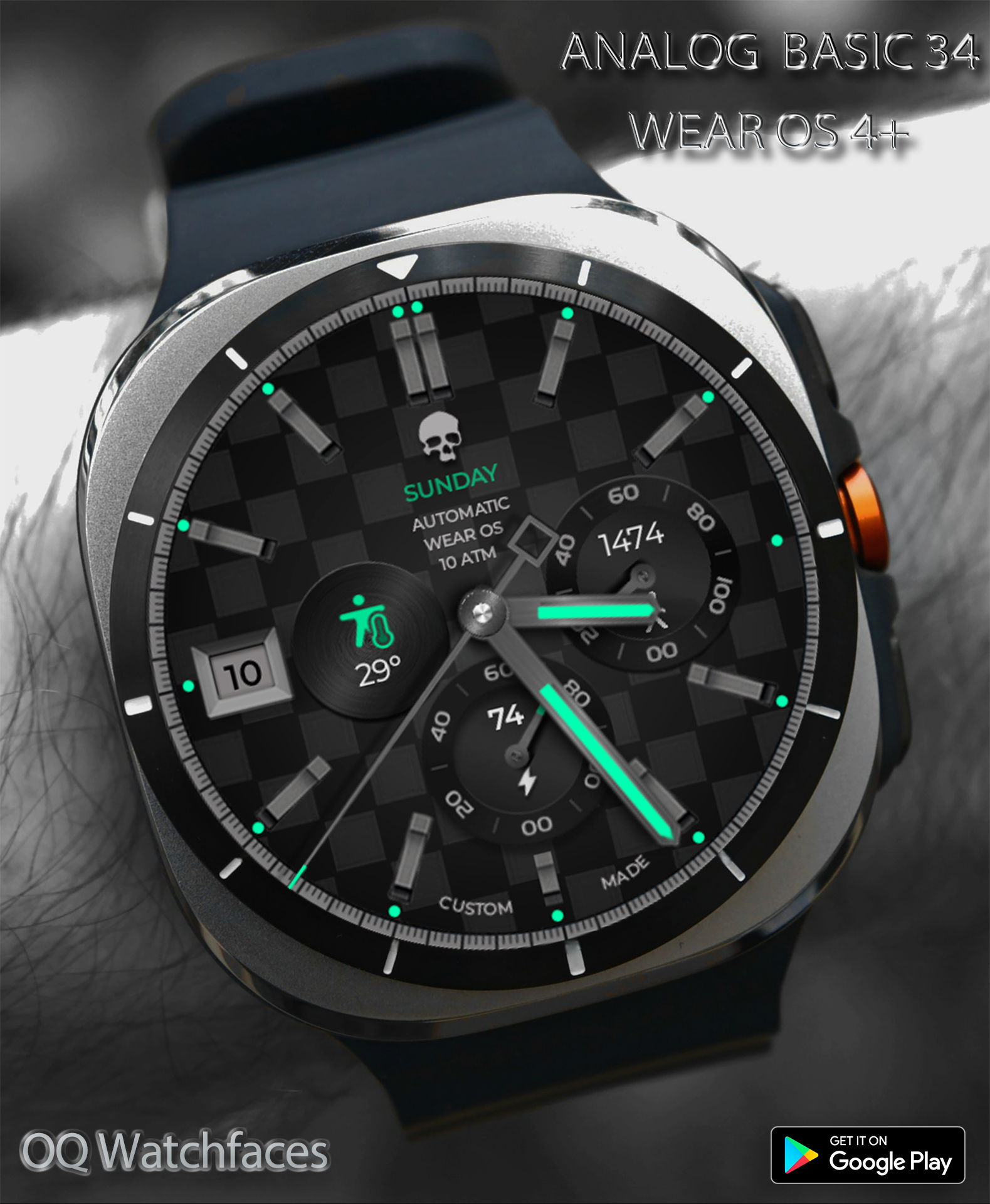 Analog Basic 34 Wear OS 4+ Android Screenshot 3