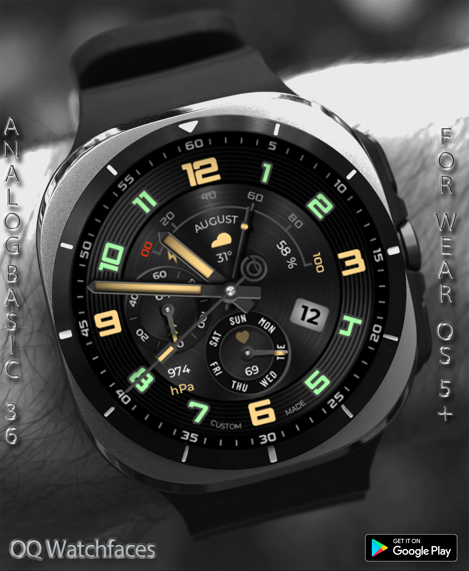 Analog Basic 36 WF Wear OS 5+ Android Screenshot 2