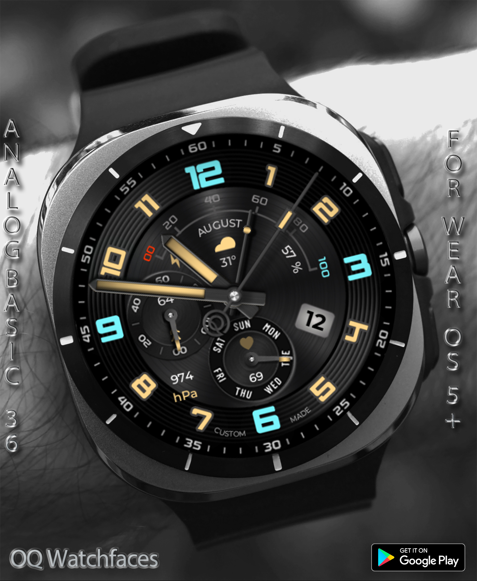 Analog Basic 36 WF Wear OS 5+ Android Screenshot 4